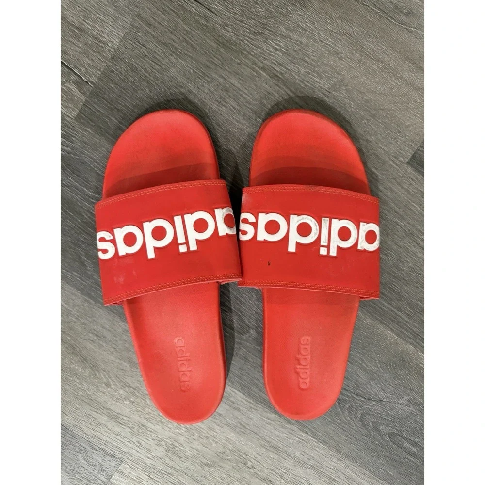 Adidas Men's Size 12 Red Slides‎